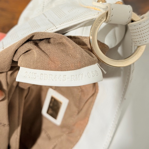 Fendi Chef White Calfskin Perforated Shoulder Bag - Picture 9 of 9